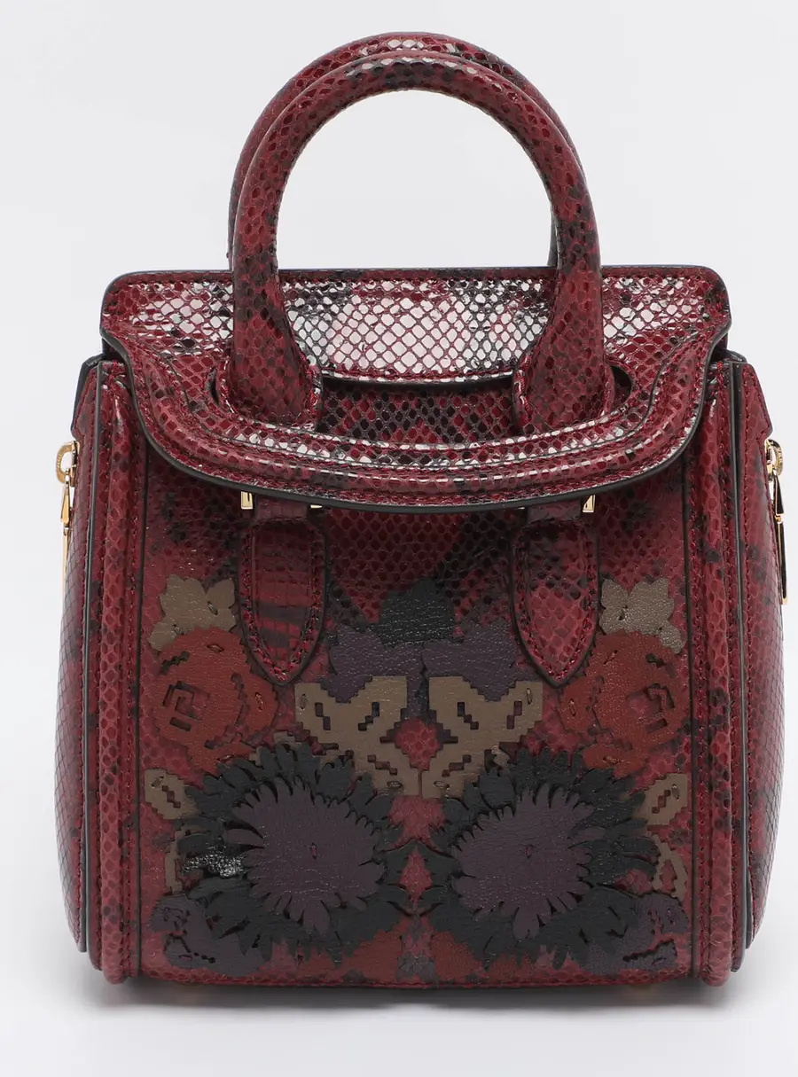 Alexander McQueen Red/Black Snakeskin Patchwork Mini Heroine Bag