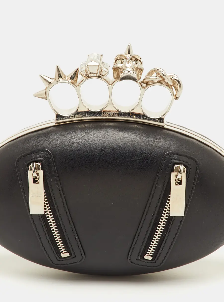 Alexander McQueen Box Black Leather Clutch