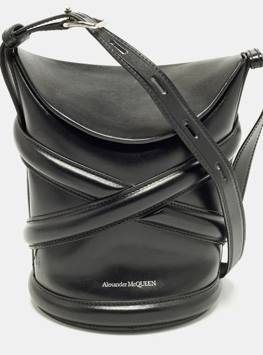 Alexander McQueen The Curve Black Leather Bucket Bag