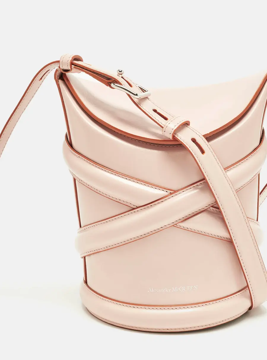 Alexander McQueen The Curve Pink Leather Bucket Bag
