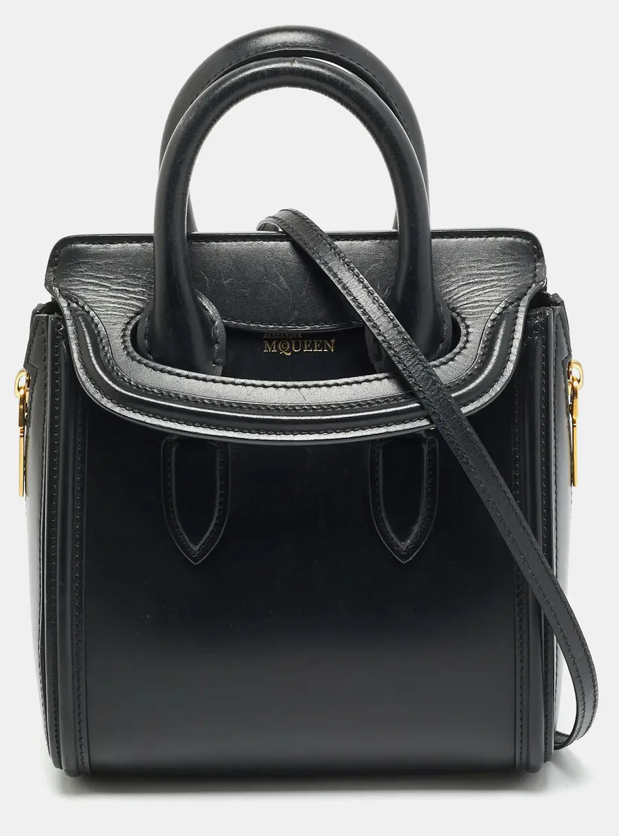 Alexander McQueen Heroine Mini Black Leather Tote