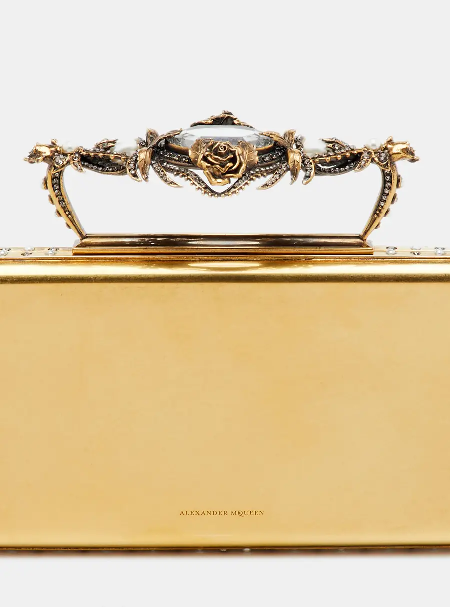 Alexander McQueen Ottone Jewelled Gold Metal Clutch