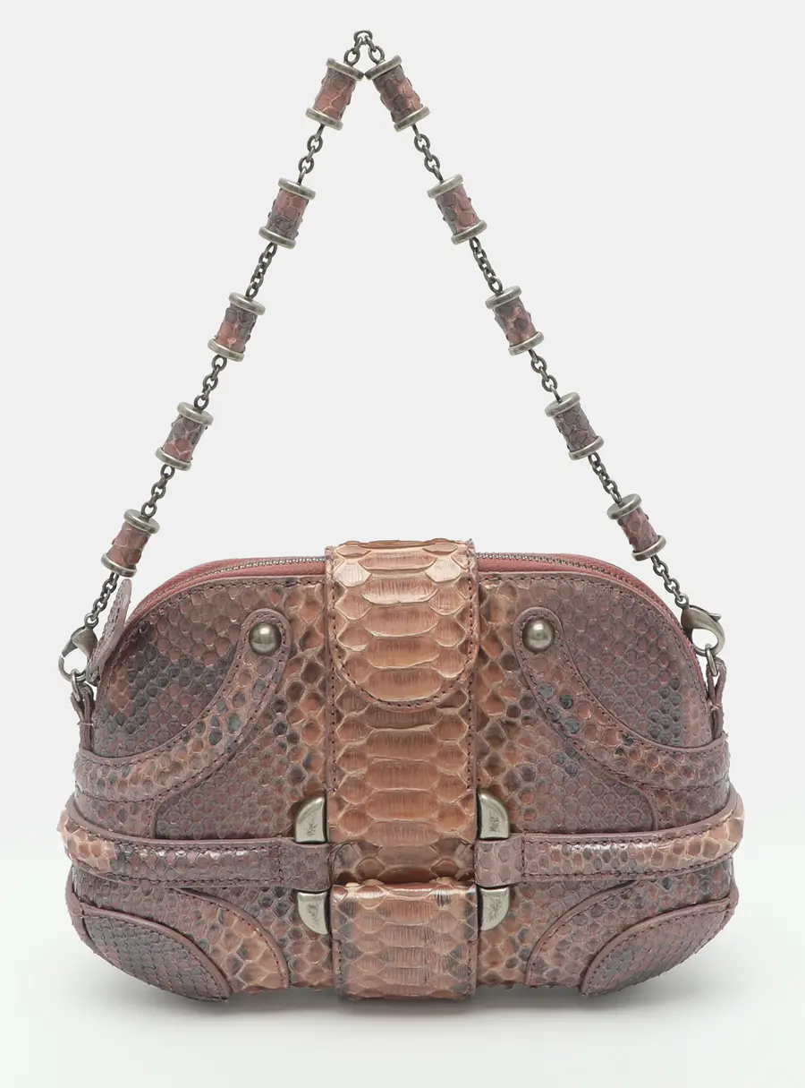 Alexander McQueen Novak Burgundy Python Clutch Bag