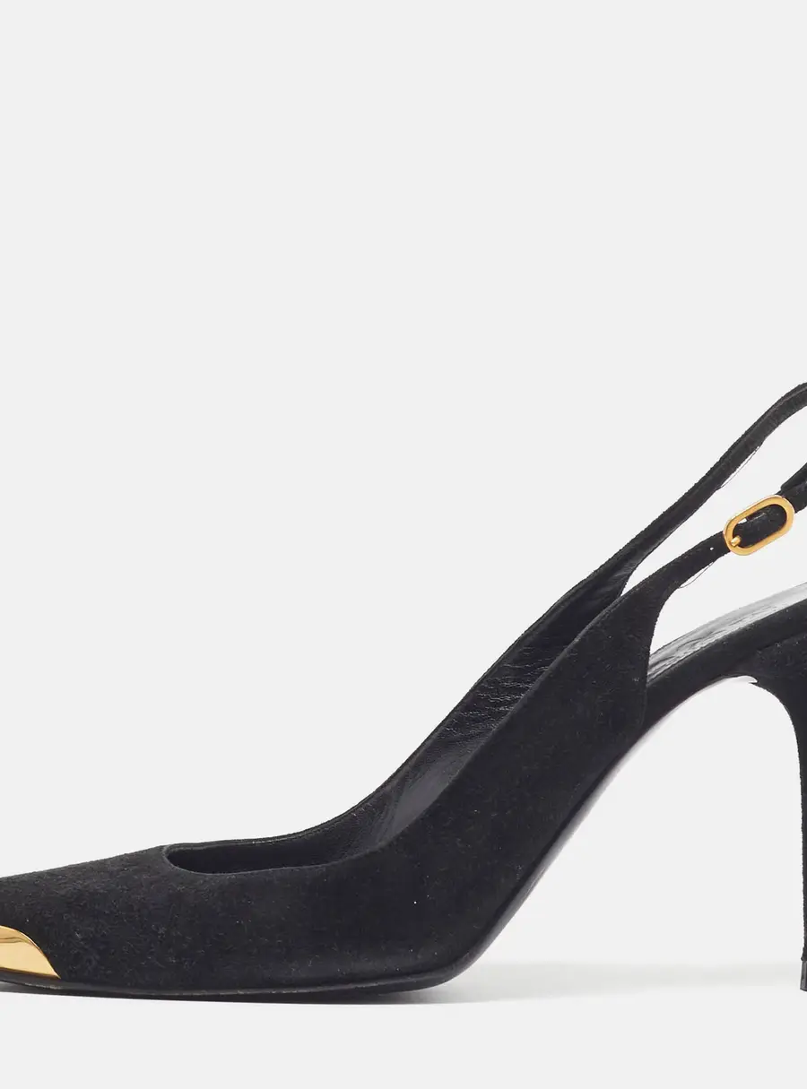 Alexander McQueen Size 38.5 Black Suede Slingback Pumps