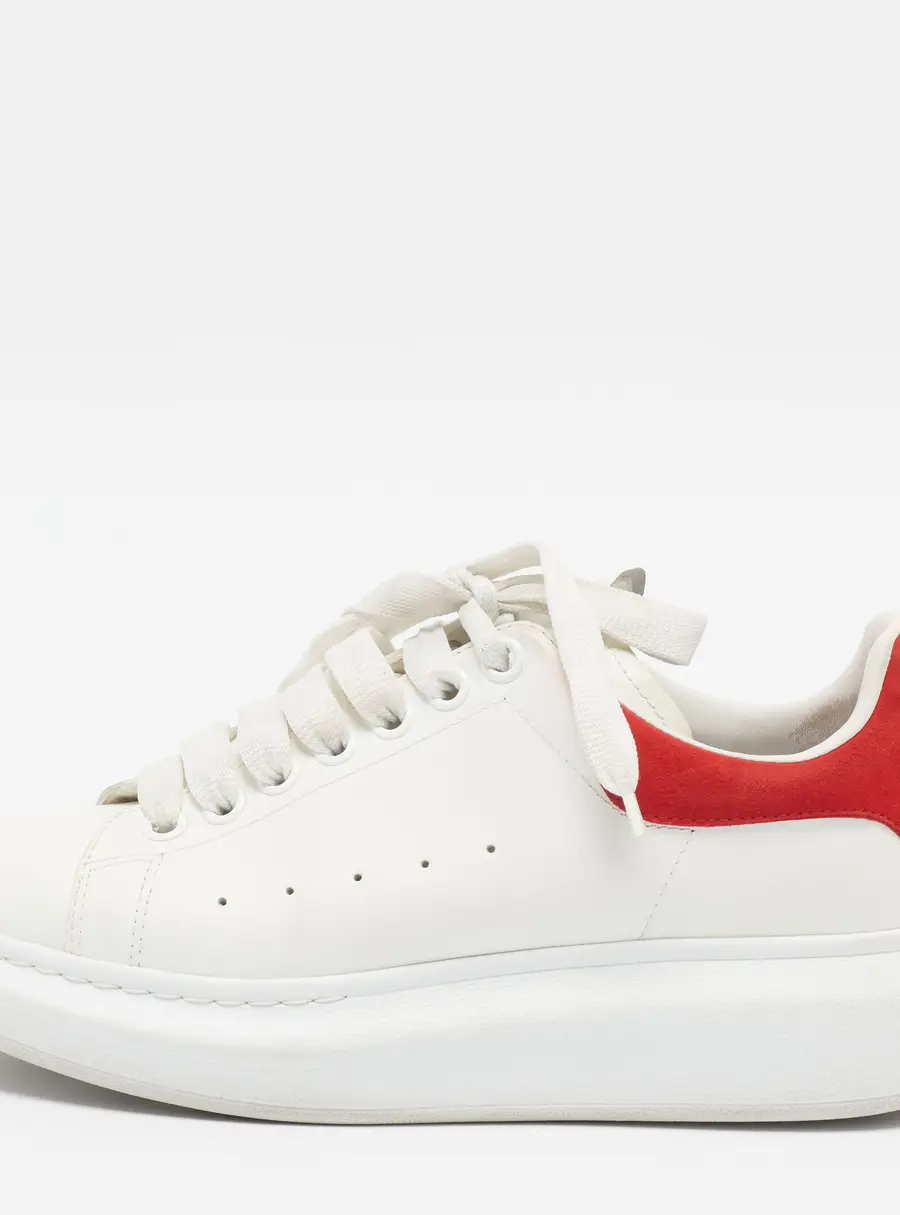 Alexander McQueen Oversized Size 39 White/Red Leather and Suede Low Top Sneakers
