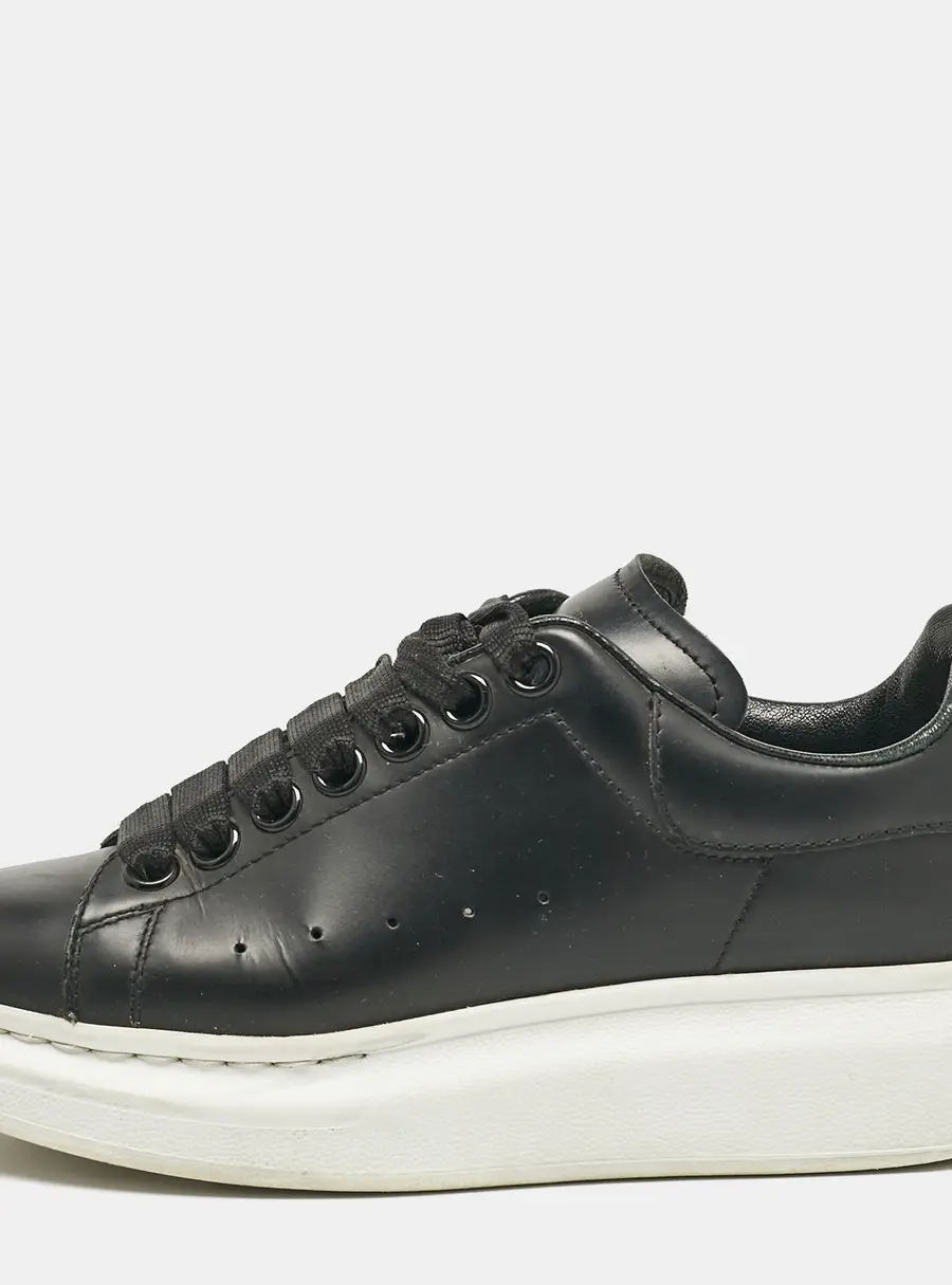 Alexander McQueen Black/White Leather Oversized Sneakers Size 35.5