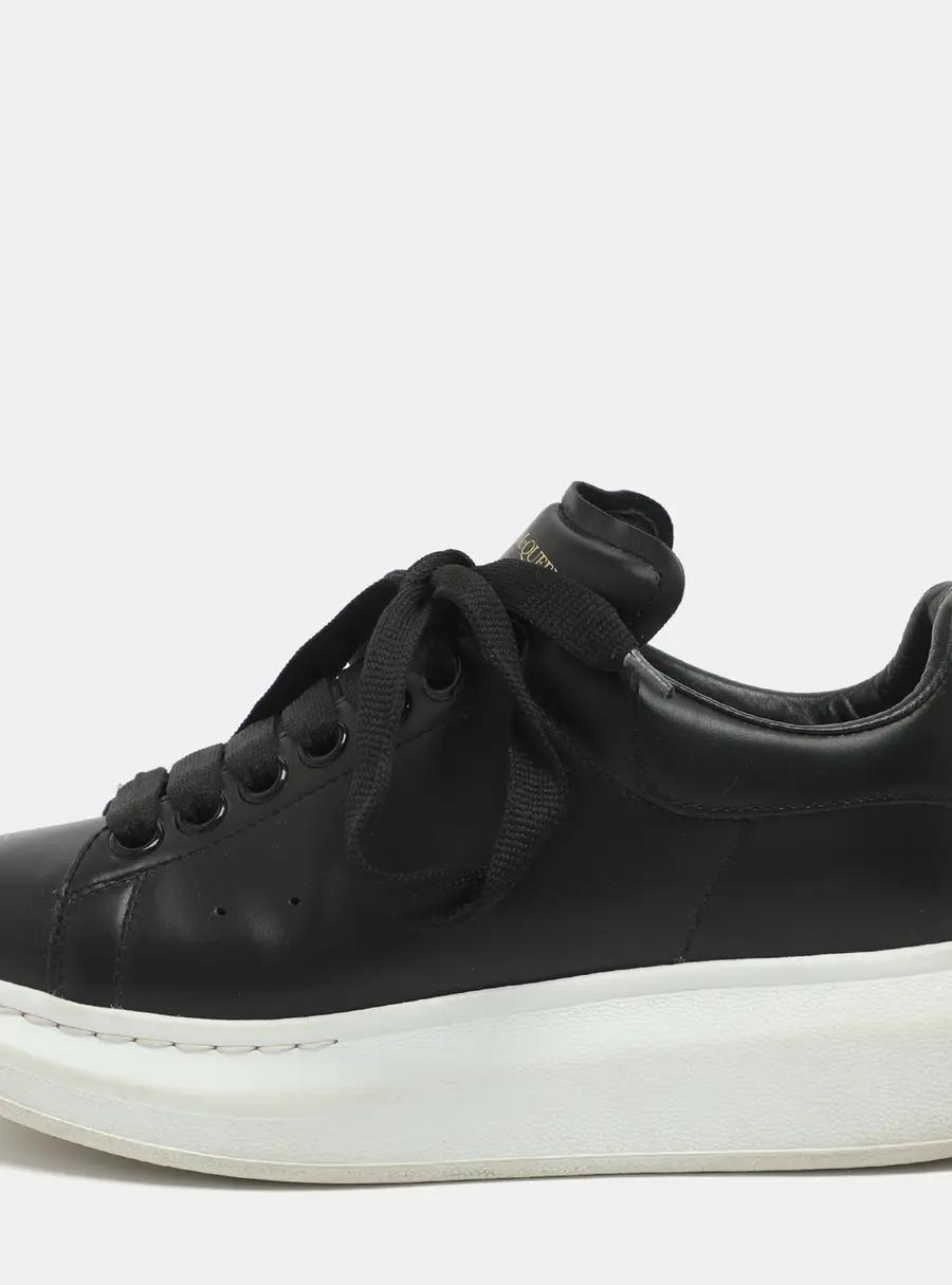 Alexander McQueen Oversized Size 36.5 Black Leather Low Top Sneakers