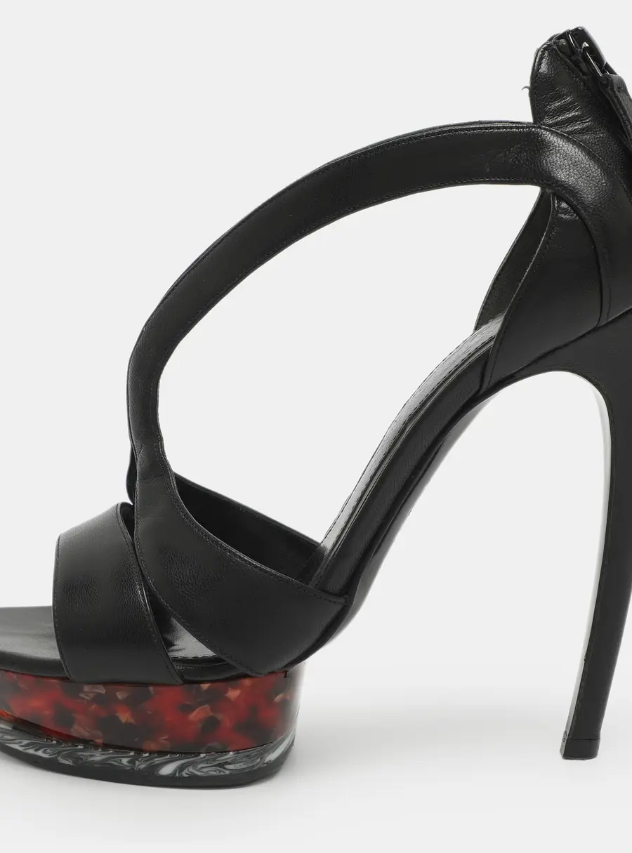 Alexander McQueen Size 36 Black Leather Platform Sandals