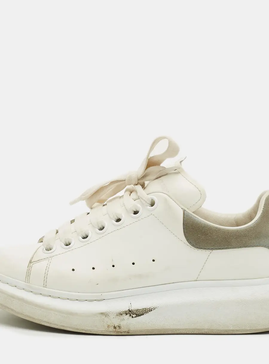 Alexander McQueen Oversized Size 37.5 White/Grey Leather Lace Up Sneakers