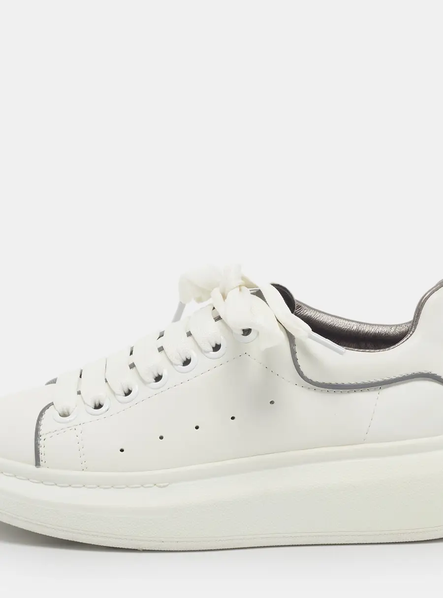 Alexander McQueen Oversized Size 37 White/Grey Leather Low Top Sneakers
