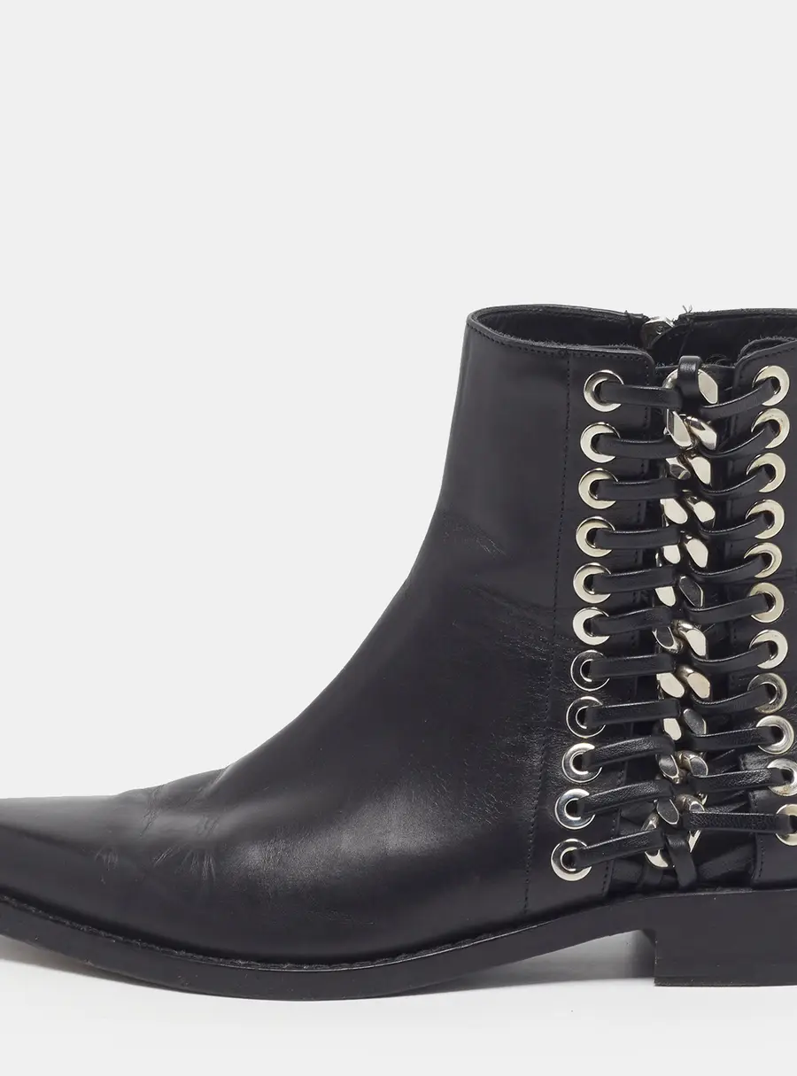 Alexander McQueen Size 39 Black Leather Ankle Length Boots