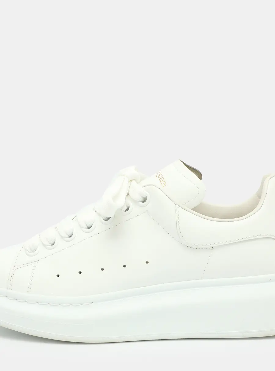 Alexander McQueen Oversized Size 38 White Leather Low Top Sneakers