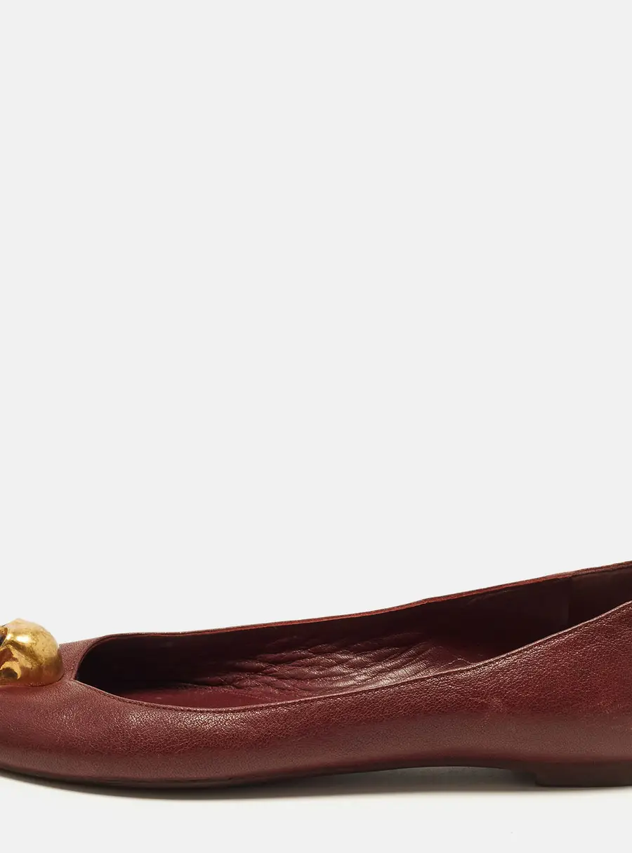 Alexander McQueen Skull city Size 36 Burgundy Leather Ballet Flats