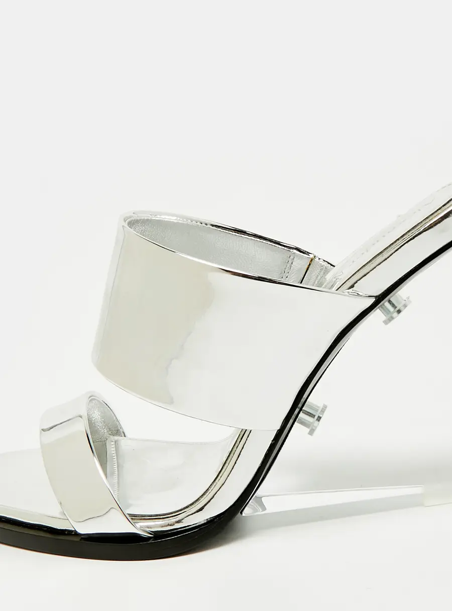 Alexander McQueen Bold Size 36 Silver Leather Wedge Sandals