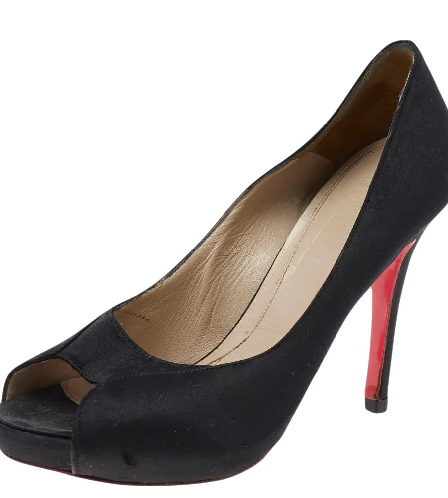 Alexander McQueen Black Satin Peep Toe Pumps Size 36