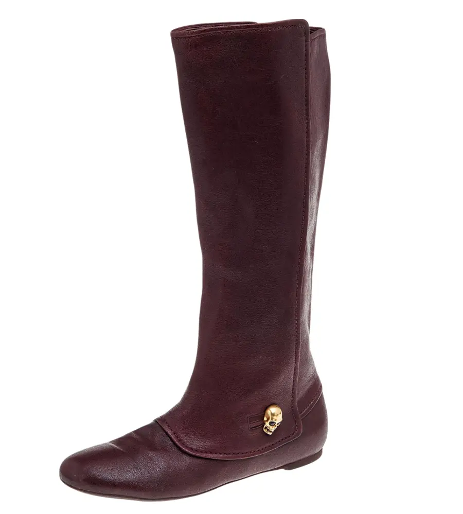Alexander McQueen Brown Leather Knee Length Boots Size 40