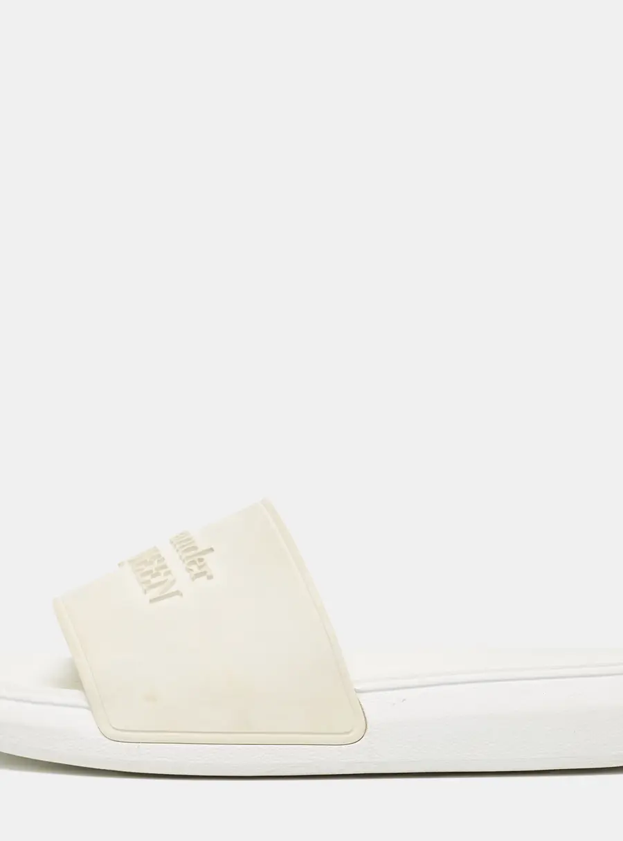 Alexander McQueen White Rubber Flat Slides Size 36