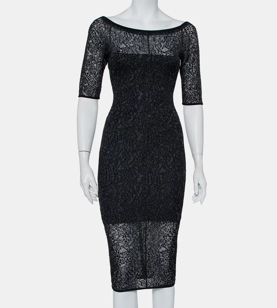 Alexandre Vauthier Black Stretch Lace Bodycon Dress M