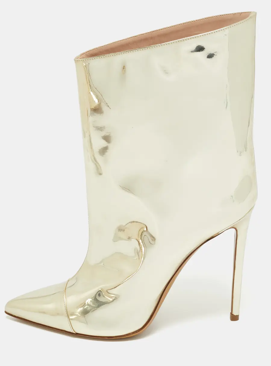 Alexandre Vauthier Gold Synthetic Leather Mid Calf Boots Size 39