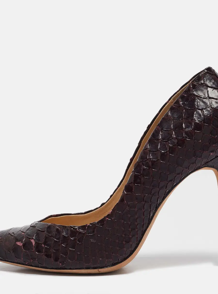 Alexandre Birman Dark Burgundy Python Pointed Toe Pumps Size 40