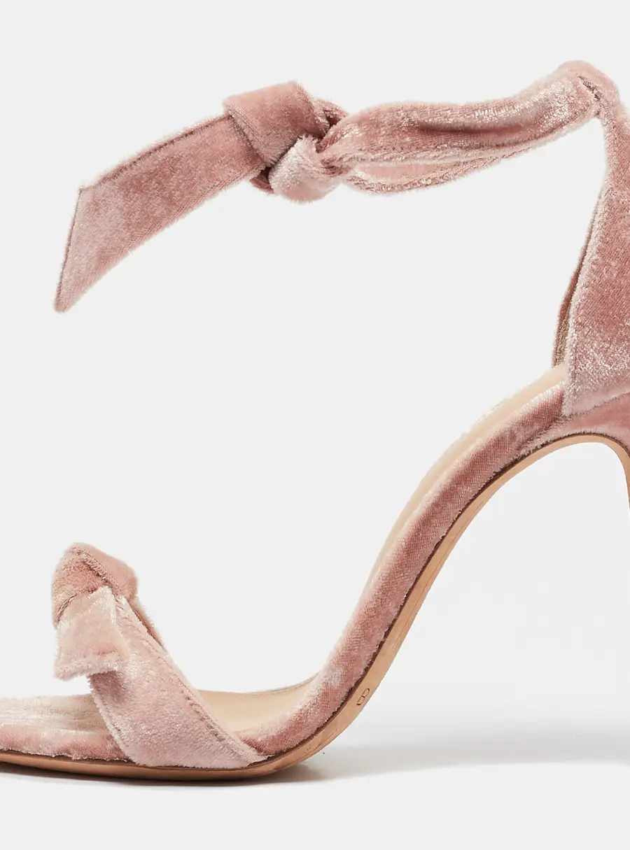 Alexandre Birman Pink Velvet Clarita Ankle Wrap Sandals Size 37