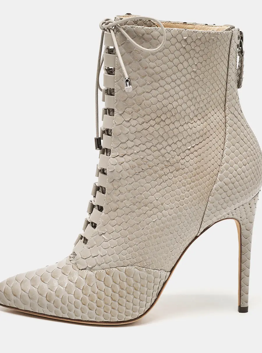 Alexandre Birman Size 37.5 Grey Python Leather Ankle Length Boots