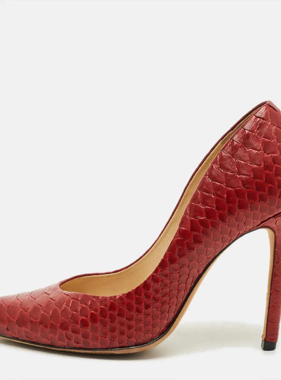 Alexandre Birman Size 37.5 Red Python Leather Pumps