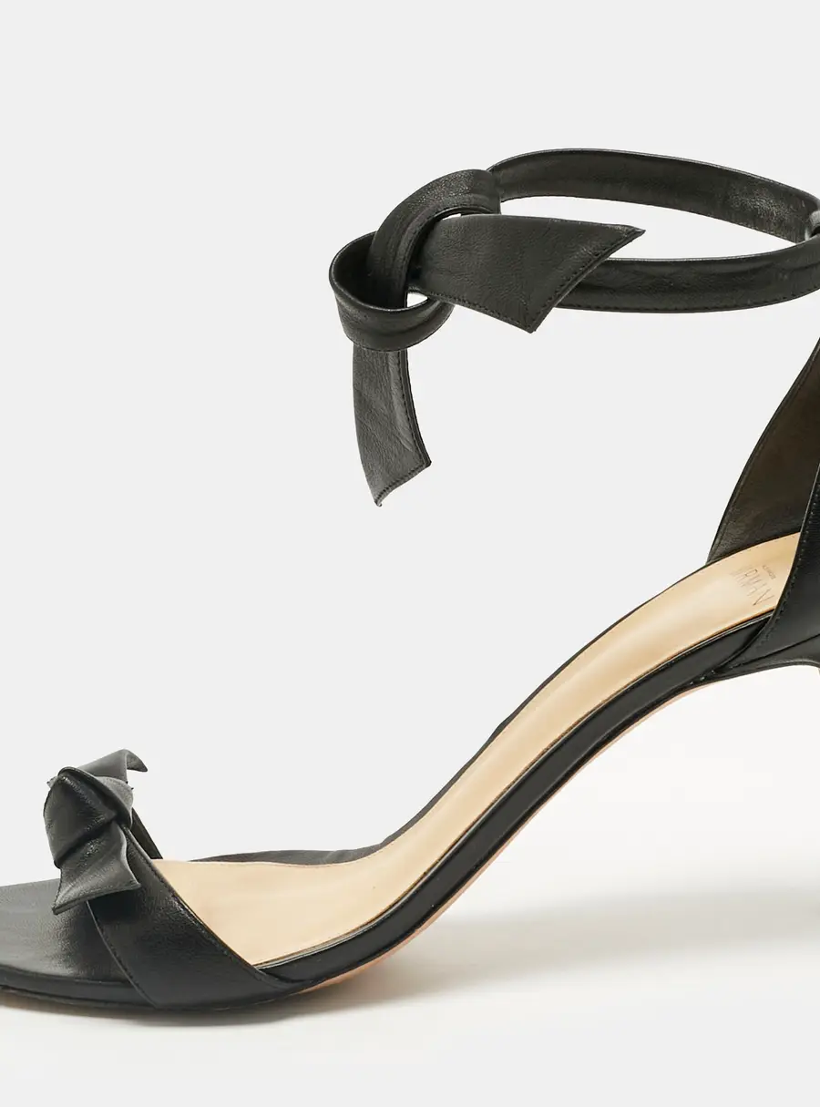 Alexandre Birman Black Leather Clarita Ankle Strap Sandals Size 40.5
