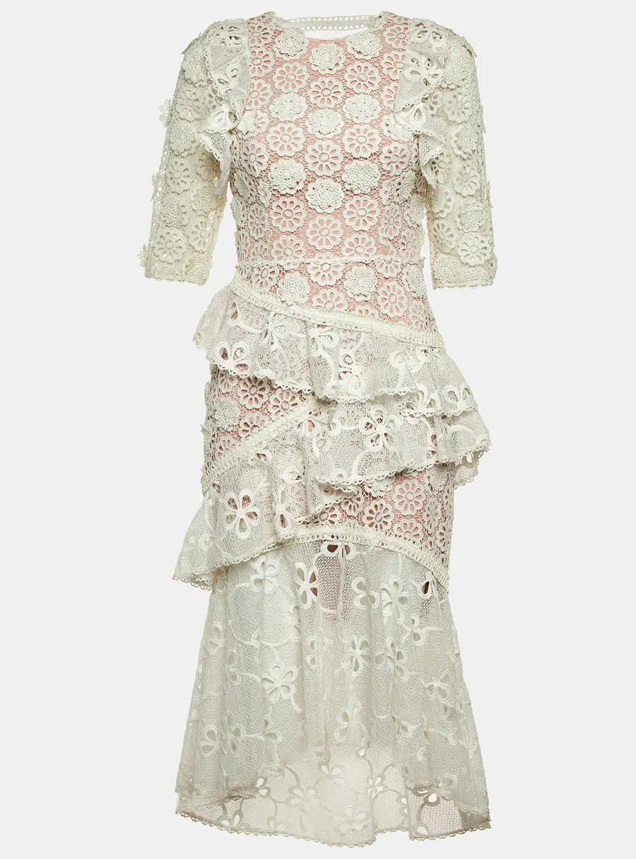 Alexis White Lace Mikaela Midi Dress M