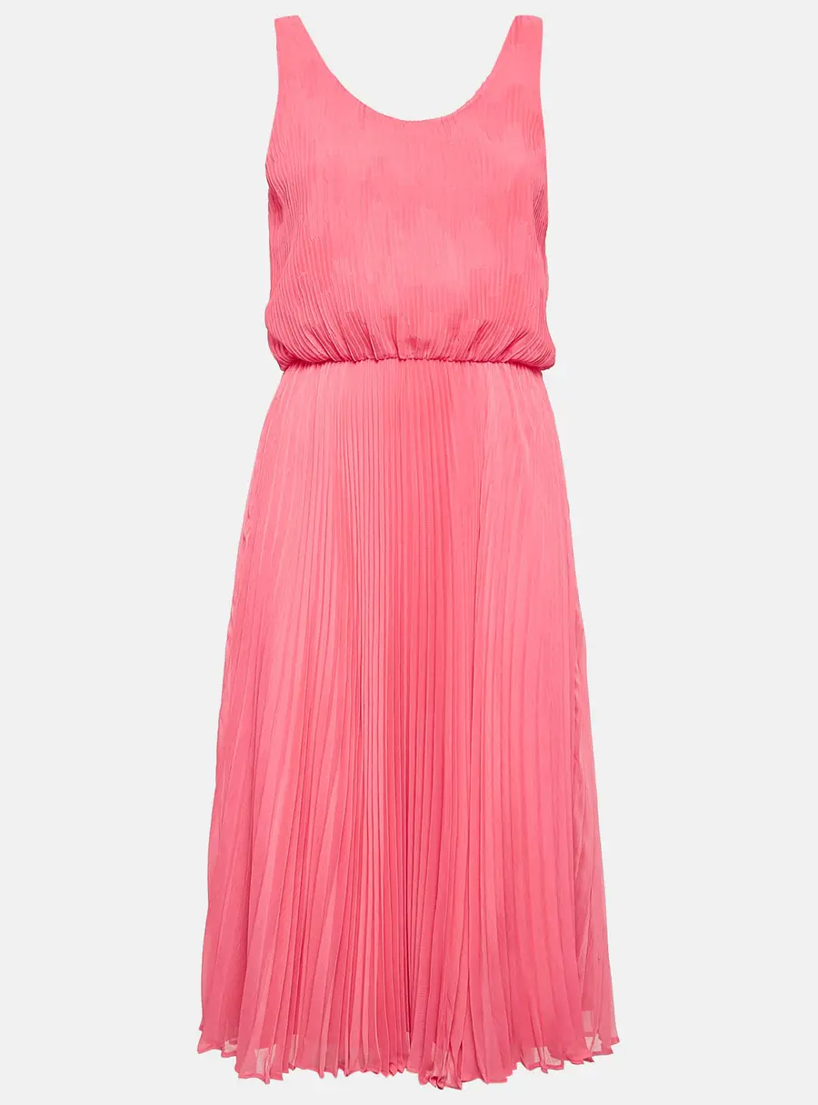 Alice + Olivia Pink Plisse Crepe Sleeveless Midi Dress M