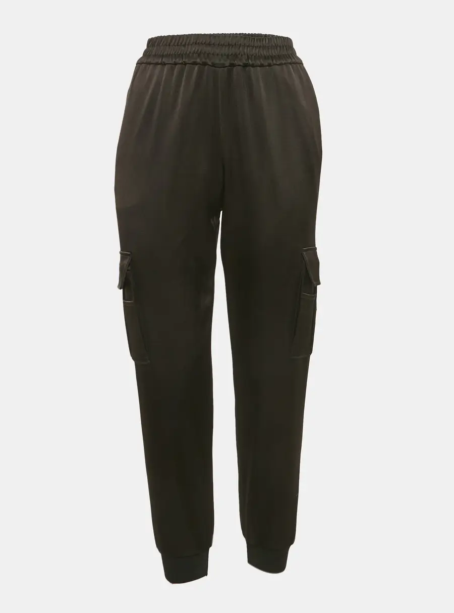 Alice + Olivia Black Satin Joggers XS