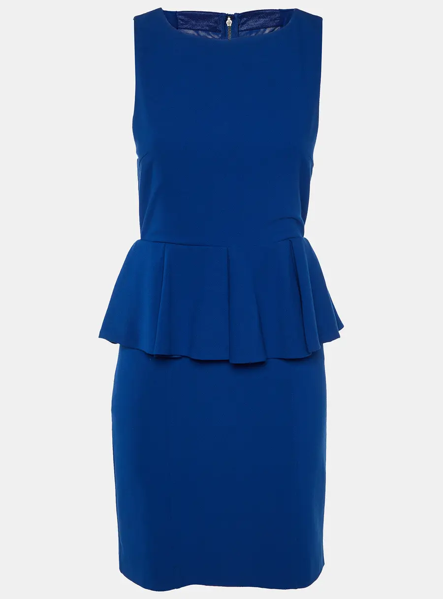 Alice + Olivia Blue Crepe Sleeveless Peplum Mini Dress M