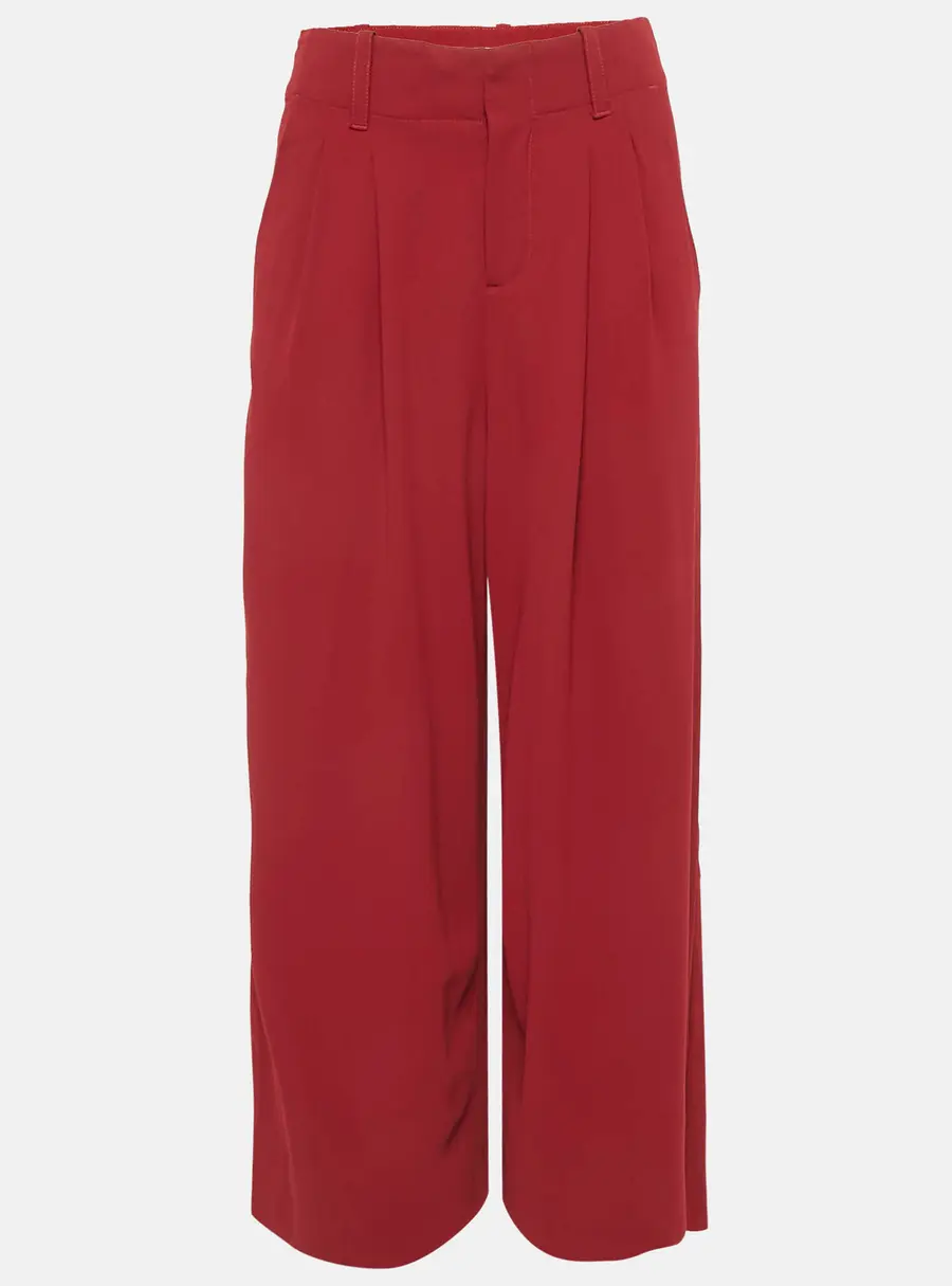Alice + Olivia Burgundy Chiffon Flared Trousers M