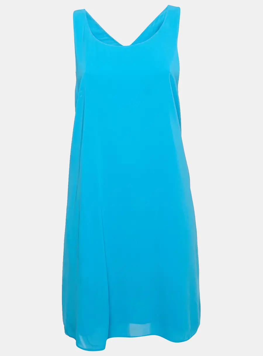 Alice + Olivia Blue Crepe Sleeveless Mini Dress L