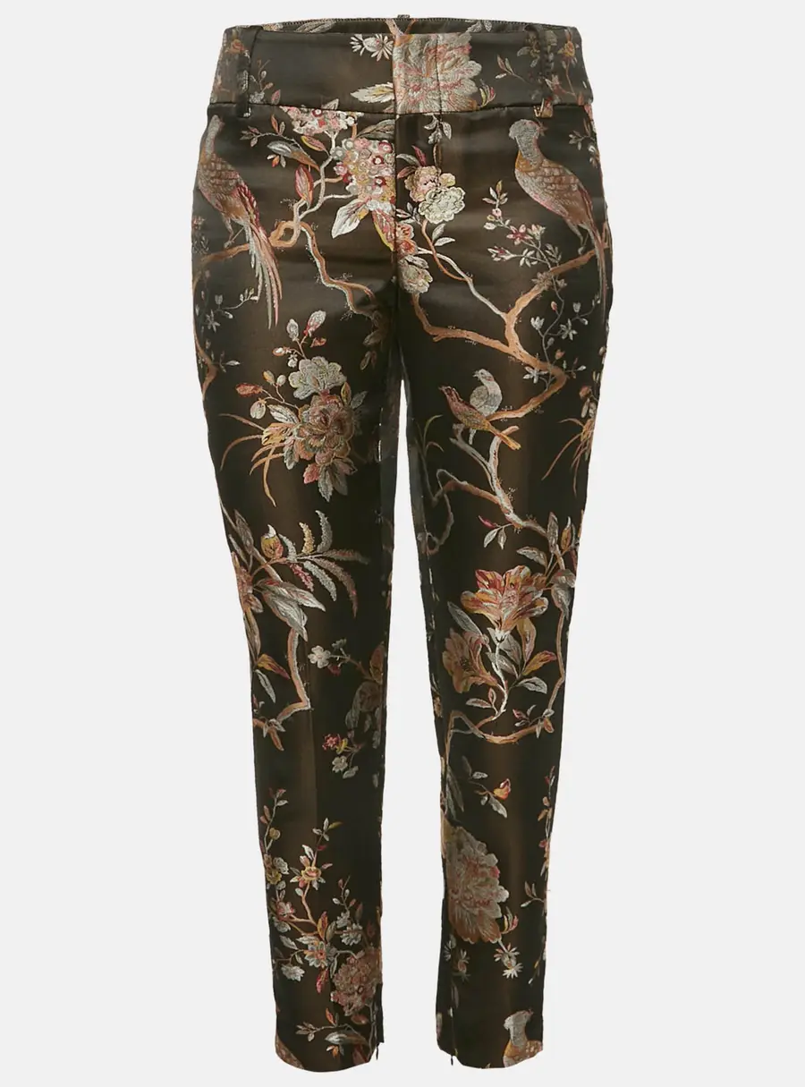 Alice + Olivia Black Floral Jacquard Trousers S