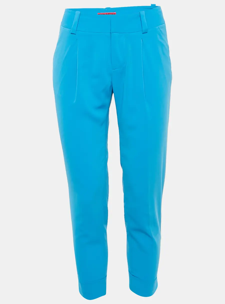 Alice + Olivia Blue Silk Slim Fit Trousers M