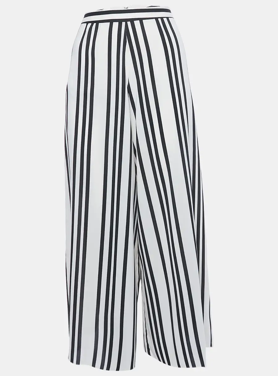 Alice + Olivia Cream Striped Chiffon Culottes M