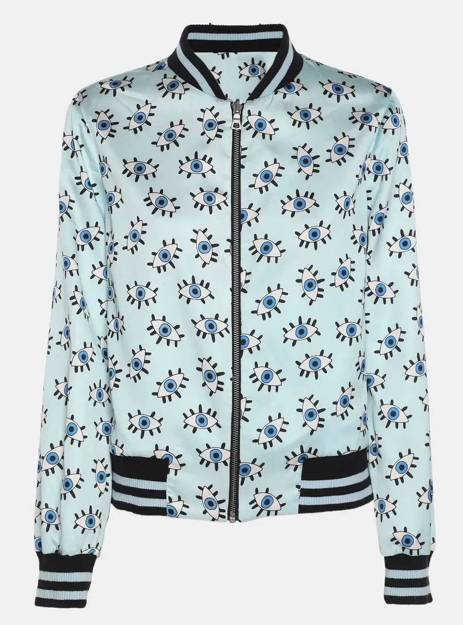 Alice + Olivia Multicolor Printed Nylon Lonnie Reversible Bomber Jacket S