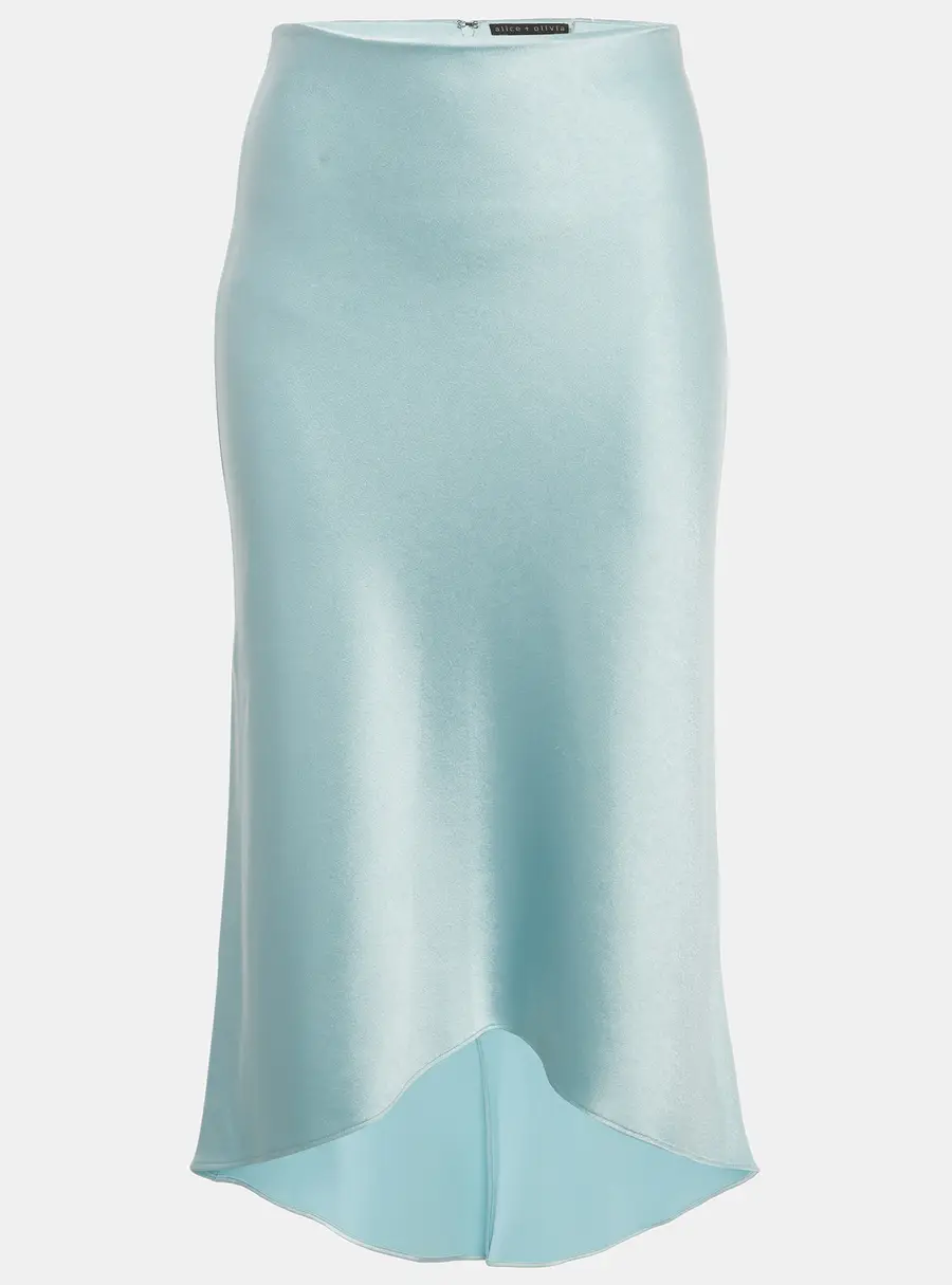 Alice + Olivia Blue Satin High-Low Skirt M