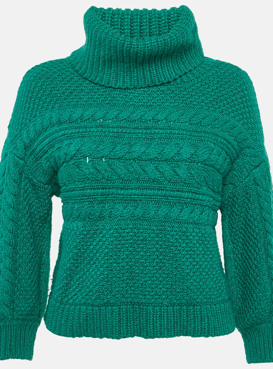 Alice + Olivia Green Wool Turtleneck Francine Merino Sweater XS