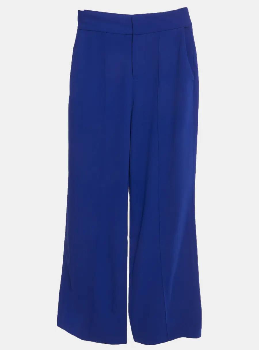 Alice + Olivia Blue Crepe Regular Fit Trousers S