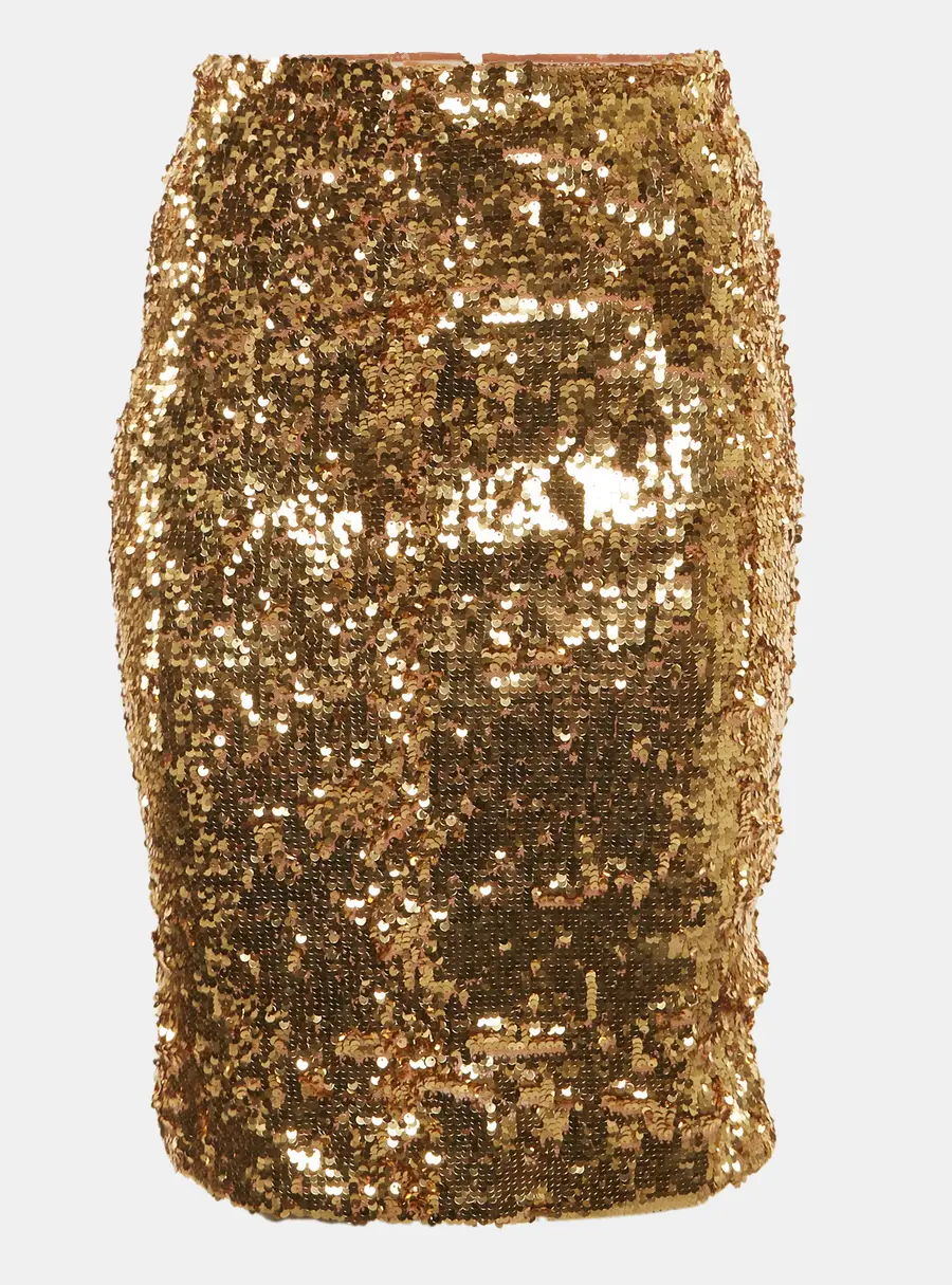 Alice + Olivia Gold Sequin Ramos Pencil Skirt XS