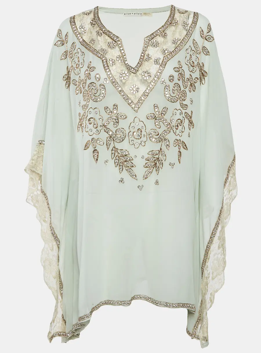 Alice + Olivia Light Green Georgette Kassandra Caftan M/L