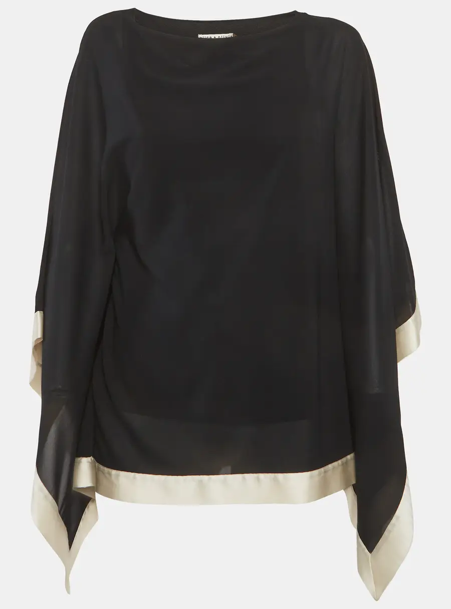 Alice + Olivia Black Silk Kaftan Top M