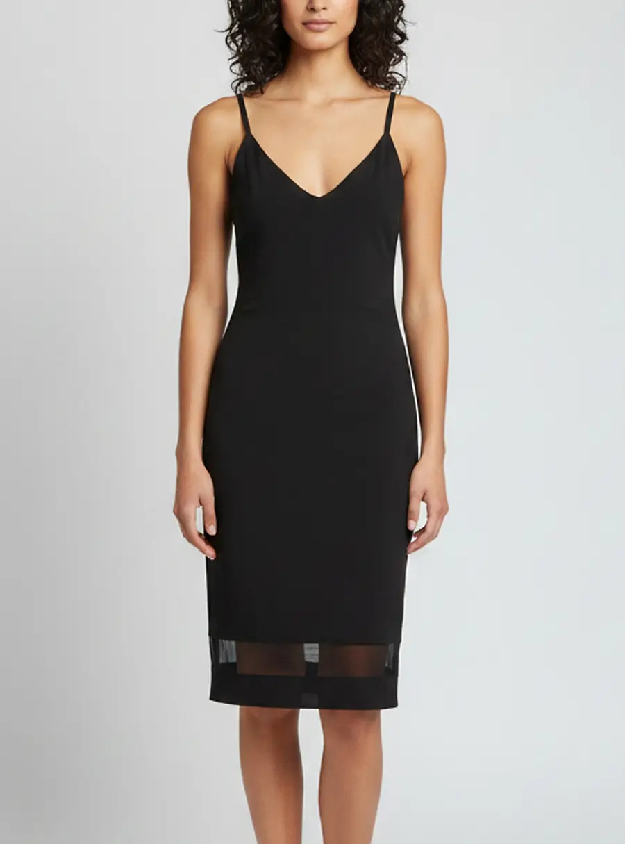 Alice + Olivia Air Black Stretch Crepe Strappy Mini Dress M