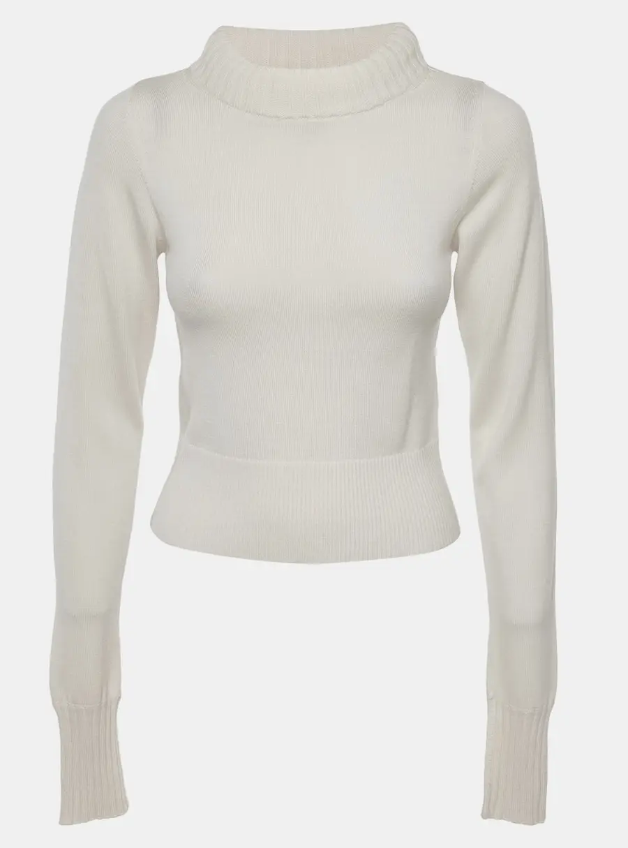 Alice + Olivia Cream Wool Turtle Neck Jumper M
