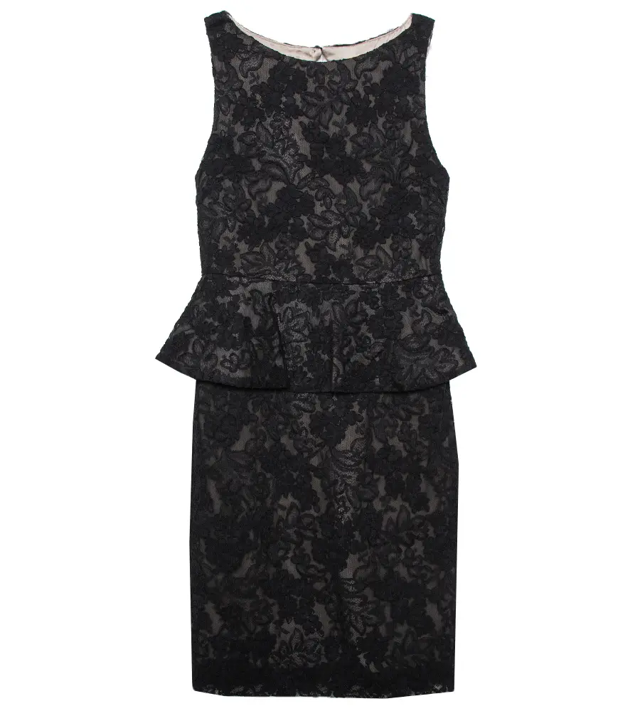 Alice + Olivia Black Lace Josephine Peplum Dress S