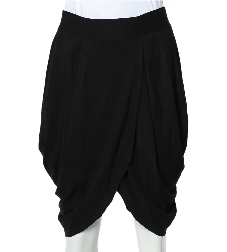 Alice + Olivia Black Jersey Tulip Draped Skirt M
