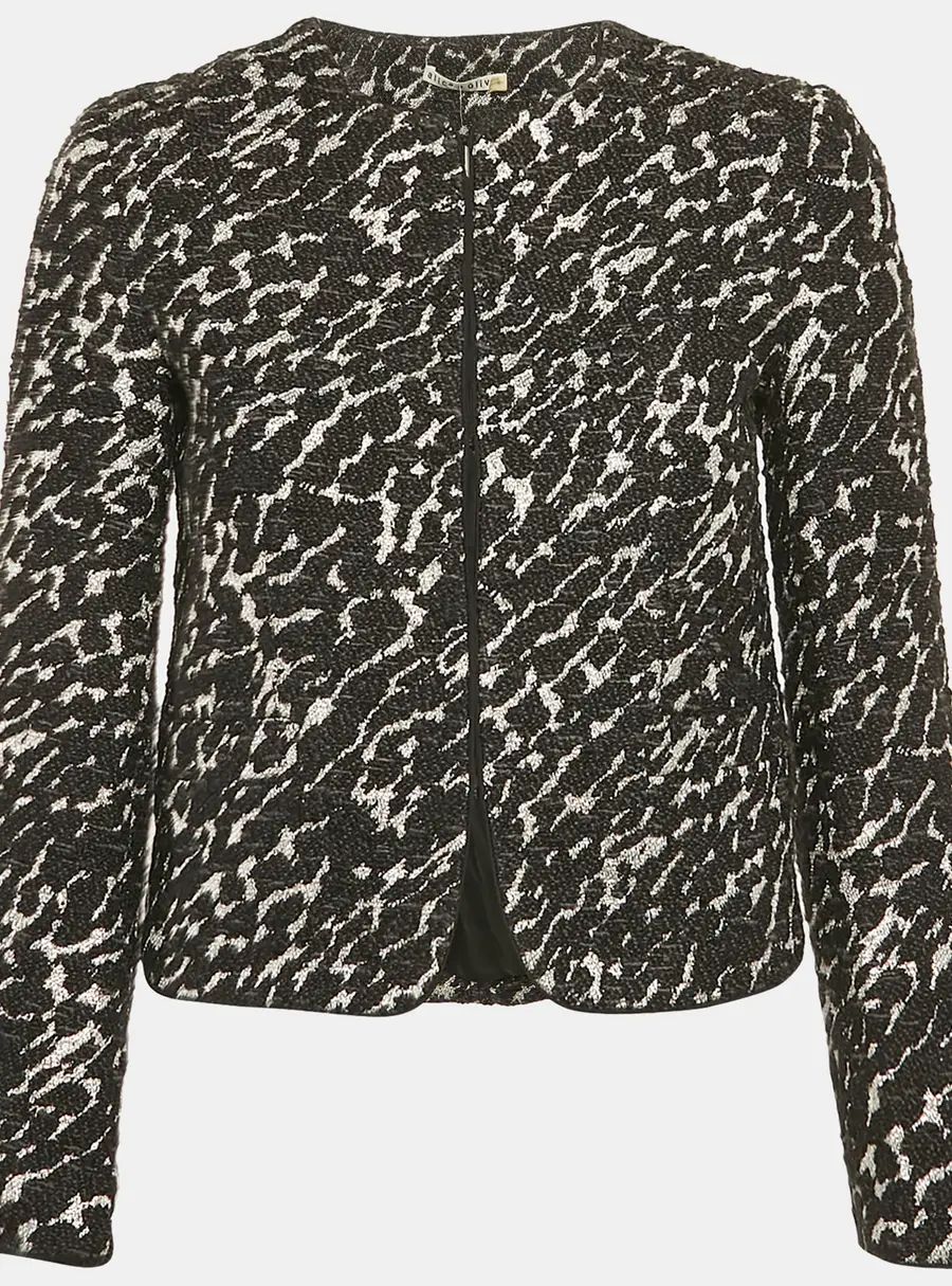Alice + Olivia Black Lurex Tweed Jacket XS