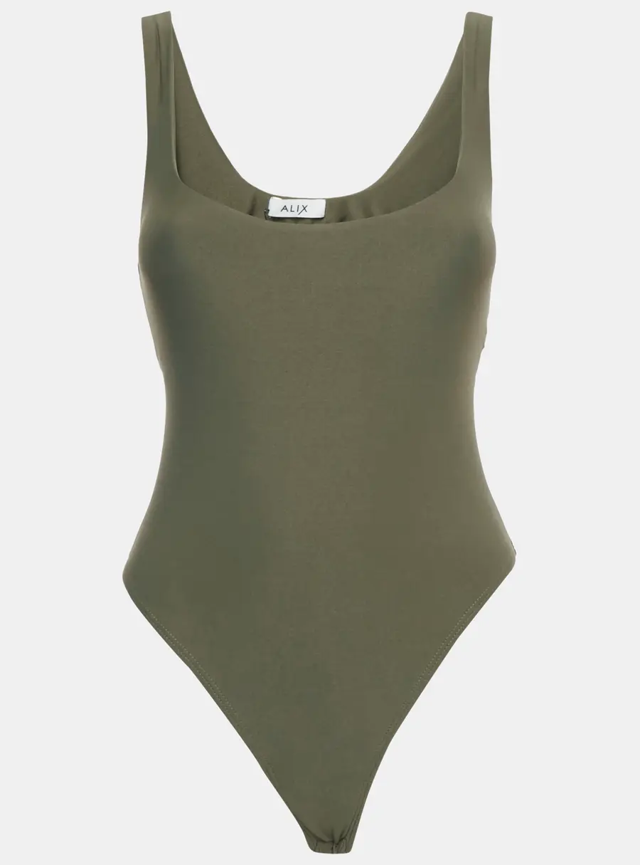 Alix Olive Green Jersey Sleeveless Bodysuit M